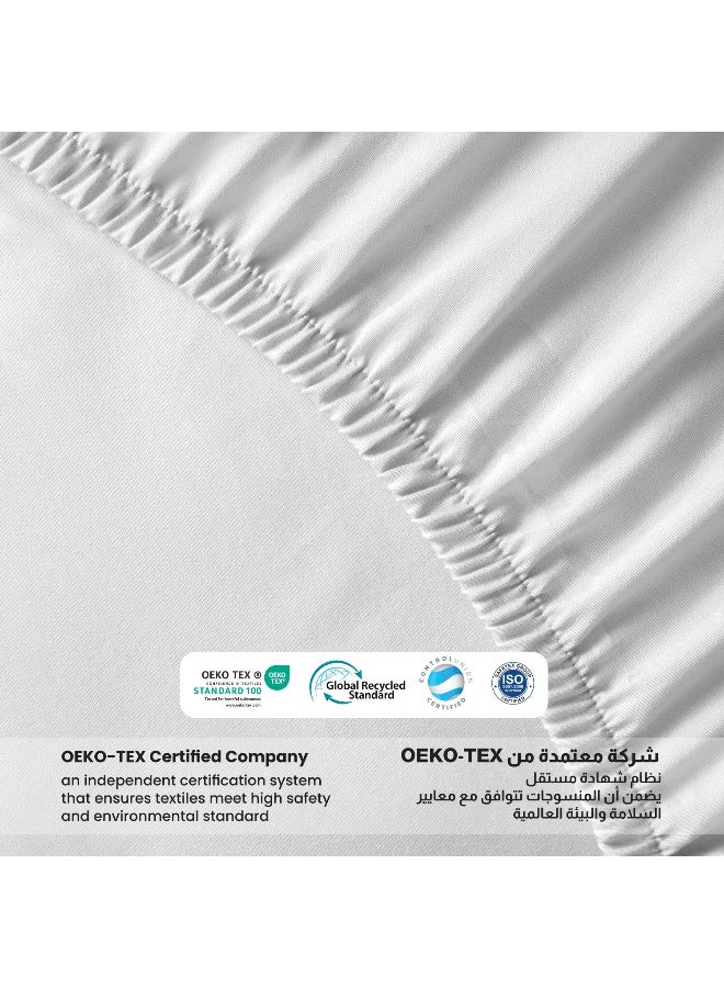 REST 3-Piece White Plush 160x200+30cm Fitted Bedsheet Set Includes 1 Deep Pocket Fitted Bedsheet and 2 Pillow Covers, Breathable and Machine Washable - Image 4