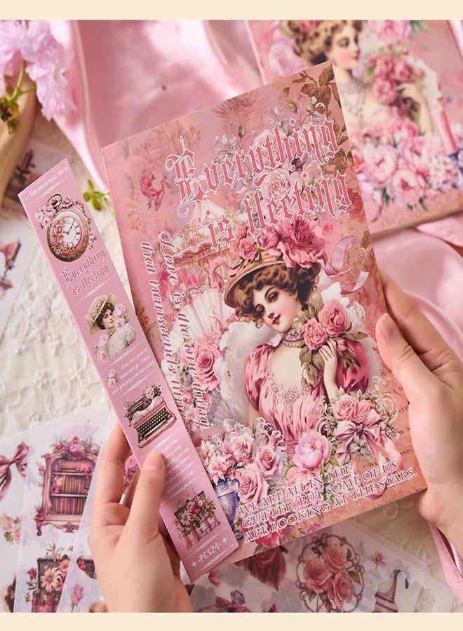 Funspark Vintage Theme Stickers Elegant Victorian Girl Scrapbook Stickers Floral Aesthetic Ephemera for Journals Planners Collage and DIY Crafts Pack of 1 Everything is Fleeting - Image 1
