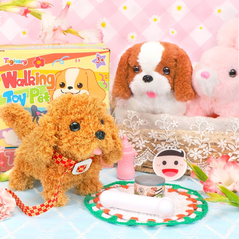 Tagitary Plush Toys Puppy Electronic Toy Dogs That Walk and Bark,Tail Wagging Fake Dog Interactive Dog Toy for Kids with Leash,Easter Christmas Birthday Gift for Toddlers Kids - Image 2