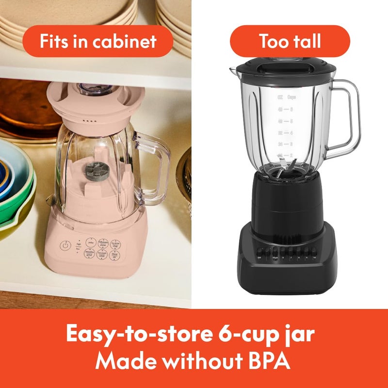 bella 10 Speed Countertop Blender, Juicer & Smoothie Maker, Fits-anywhereâ„¢ Kitchenware, Slim Flip & Store Design, Dishwasher Safe 48oz Capacity Pitcher & Lid, Stainless Steel Blade, 450 Watt, Blossom - Image 2