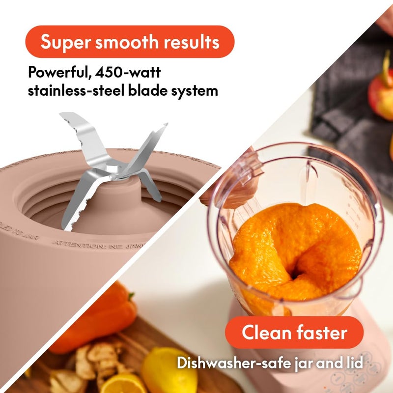bella 10 Speed Countertop Blender, Juicer & Smoothie Maker, Fits-anywhereâ„¢ Kitchenware, Slim Flip & Store Design, Dishwasher Safe 48oz Capacity Pitcher & Lid, Stainless Steel Blade, 450 Watt, Blossom - Image 3