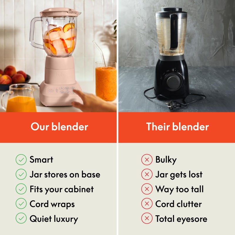 bella 10 Speed Countertop Blender, Juicer & Smoothie Maker, Fits-anywhereâ„¢ Kitchenware, Slim Flip & Store Design, Dishwasher Safe 48oz Capacity Pitcher & Lid, Stainless Steel Blade, 450 Watt, Blossom - Image 5