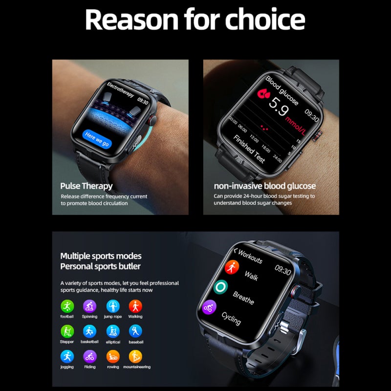 Smart Watch: Black Silicone Strap - IP68 Waterproof Long Battery Life Multifunctional Health Monitoring Sports Watch for Men Women Home Daily Sports Use - Image 4