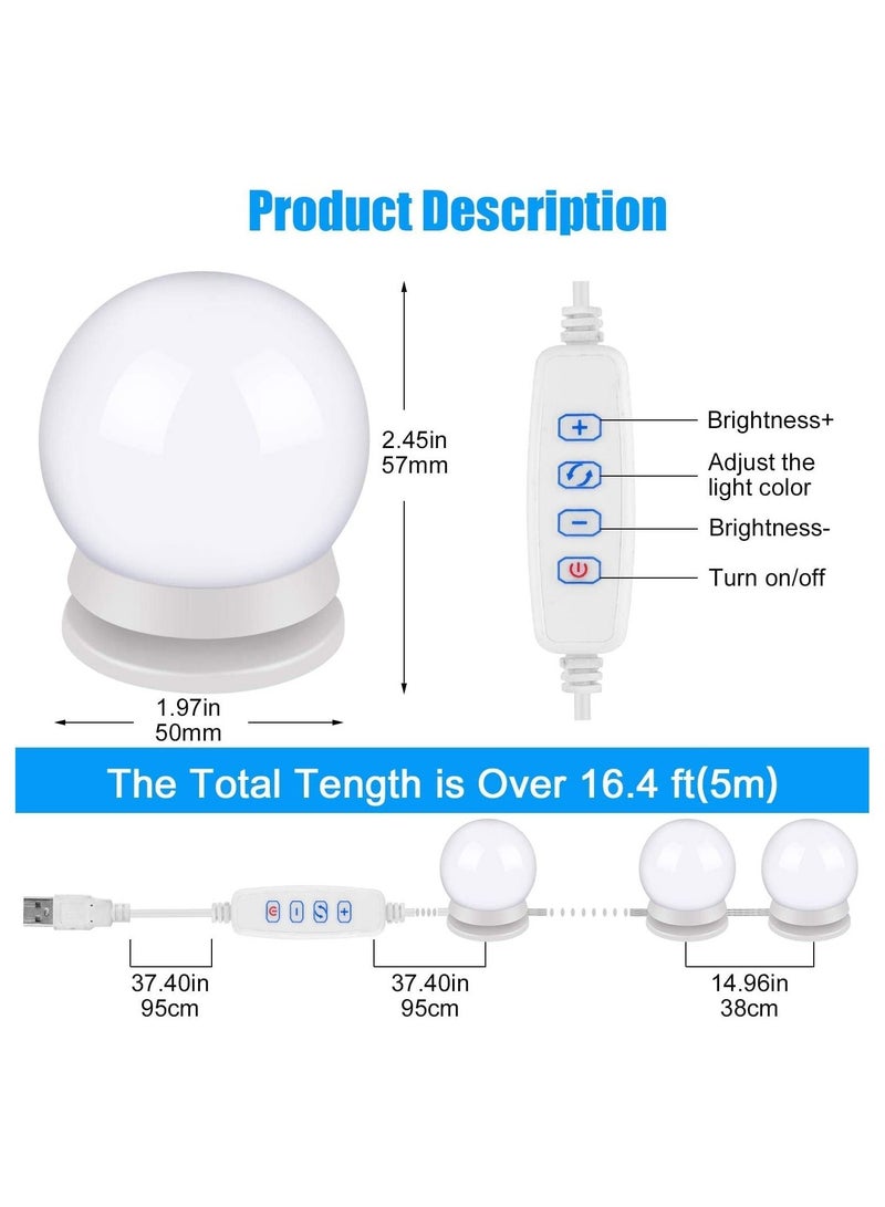 Led Vanity Lights for Mirror, Hollywood Style LED Vanity Mirror Lights Kit 10 Dimmable Light Bulbs 3 Color Modes, White LED Makeup Vanity Lights for Mirror for Table,Bathroom - Image 3