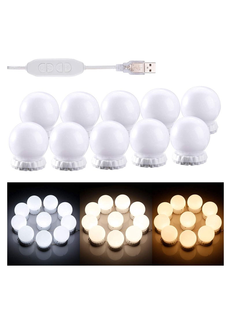 Led Vanity Lights for Mirror, Hollywood Style LED Vanity Mirror Lights Kit 10 Dimmable Light Bulbs 3 Color Modes, White LED Makeup Vanity Lights for Mirror for Table,Bathroom - Image 1