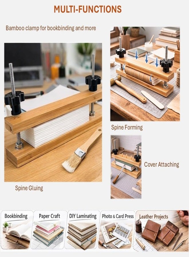 Paperry Bamboo Bookbinding Spine Press, 11 Inch Narrow Book Press for Spine Shaping and Bookbinding, for DIY Book - Image 5