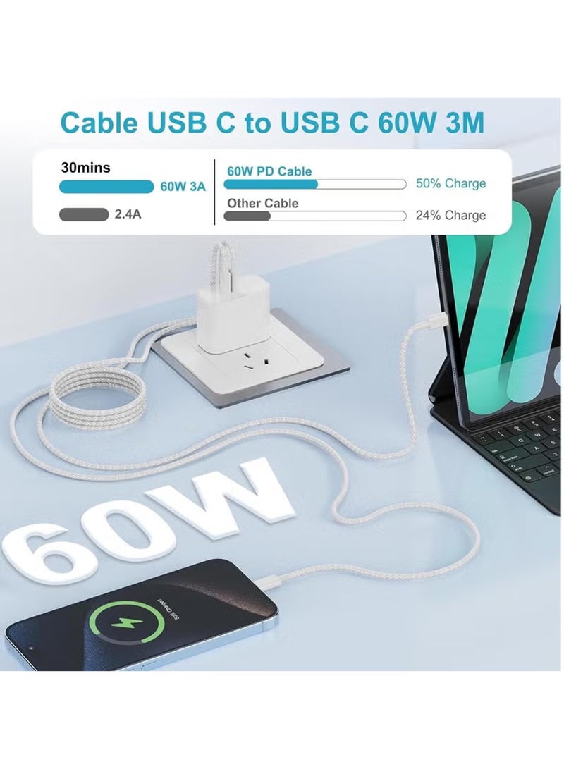 كابل USB‑C بطول 1 متر بقدرة 60 واط وسرعة 480 ميجابت/ث، كابل تايب‑سي إلى تايب‑سي للشحن السريع ونقل البيانات، متوافق مع الهواتف الذكية والأجهزة اللوحية وسماعات الرأس واللابتوبات وآيفون وسامسونج جالاكسي وهواوي وبيكسل. - Image 3