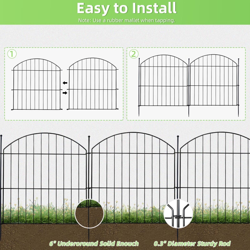 Thrivinest Decorative Garden Fence 40in (H) x 30in (W), 10 Pack No Dig Fence Animal Barrier for Dog with Lock, Arched Flower Bed Edging, Wire Border Panel Fencing for Yard Patio Outdoor Decor - Image 3