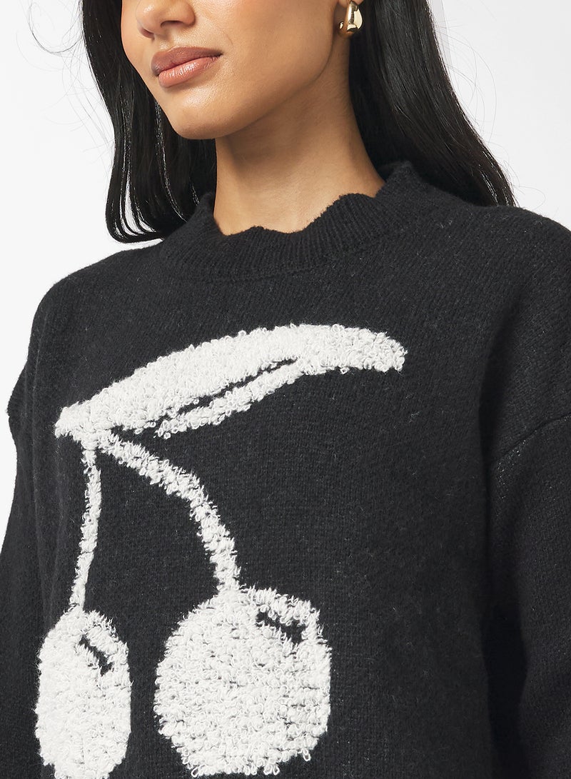 جينجر كنزة صوف بياقة دائرية بنكهة الكرز - Image 3