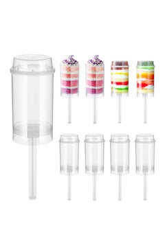 40pcs Push Up Cake Shooter Round Shaped Push Pops Plastic Cake Containers Pusher Clear Cake Mold with Lids for Bakery Kitchen Home