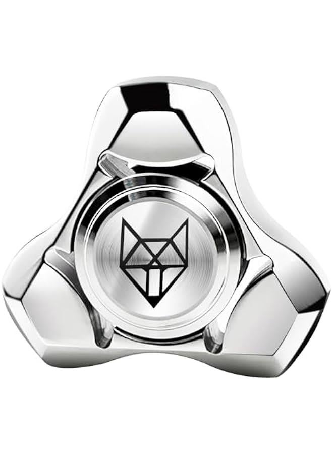 Arabest Metal Fidget Spinner for Adults, Stainless Steel Heavy Spinning Toys, Small Mini Fox Hand Gyro, Bearing Premium Long High Spin Fidget Block, Silver - Image 1