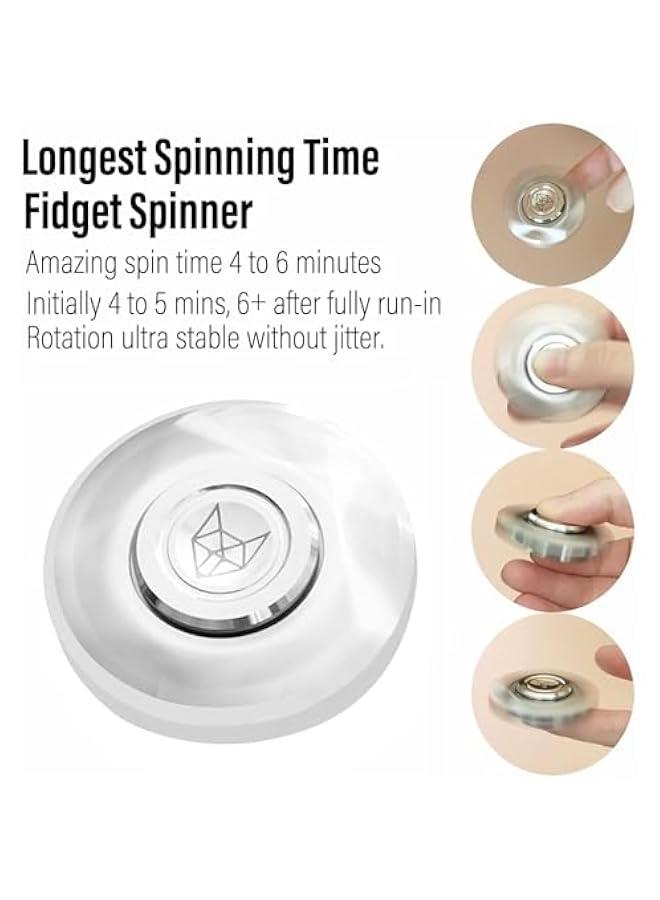 Arabest Metal Fidget Spinner for Adults, Stainless Steel Heavy Spinning Toys, Small Mini Fox Hand Gyro, Bearing Premium Long High Spin Fidget Block, Silver - Image 4