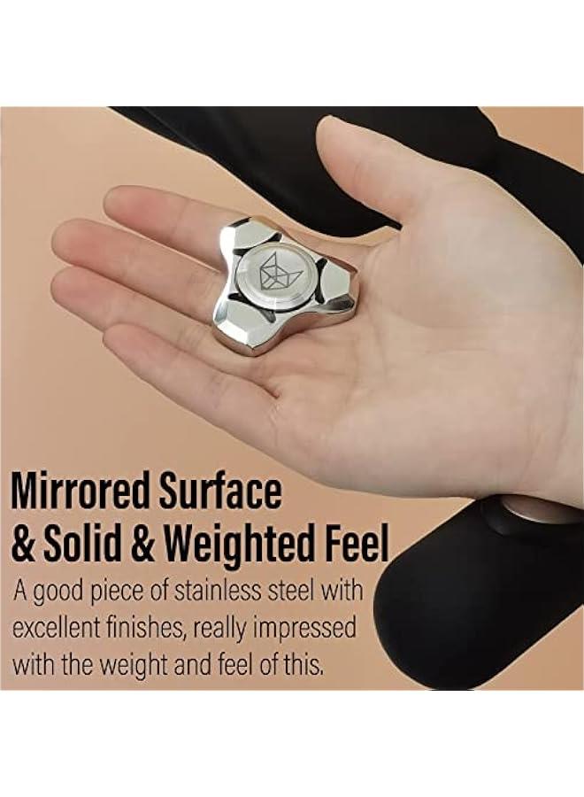 Arabest Metal Fidget Spinner for Adults, Stainless Steel Heavy Spinning Toys, Small Mini Fox Hand Gyro, Bearing Premium Long High Spin Fidget Block, Silver - Image 5