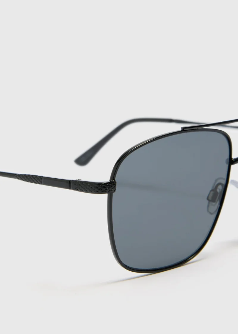 ماتلان Black Smoked Aviator Sunglasses