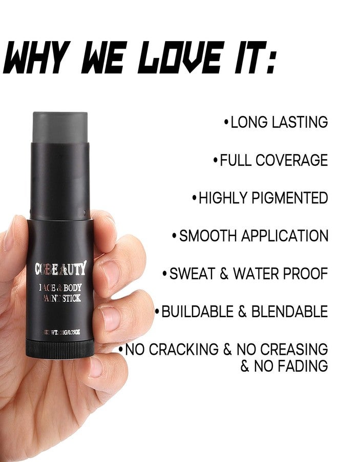 CCbeauty Dark Grey Face Paint Stick,Face Painting Kit,Non Toxic SFX Makeup For Grayscale Wolf Halloween Costume Cosplay,Professional FX Body Paint,Full Coverage Painting Foundation With Makeup Sponge - Image 3