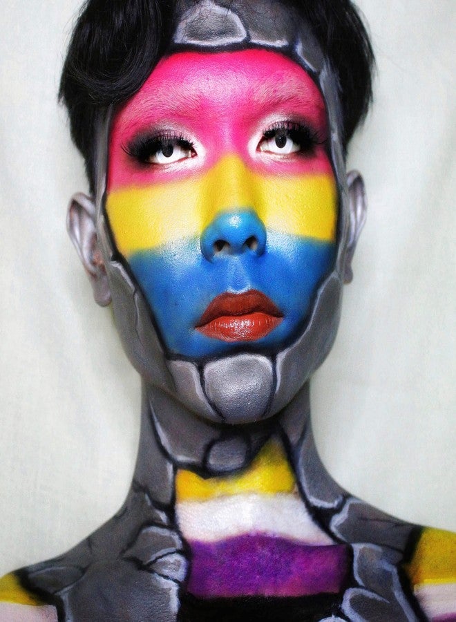 CCbeauty Dark Grey Face Paint Stick,Face Painting Kit,Non Toxic SFX Makeup For Grayscale Wolf Halloween Costume Cosplay,Professional FX Body Paint,Full Coverage Painting Foundation With Makeup Sponge - Image 5