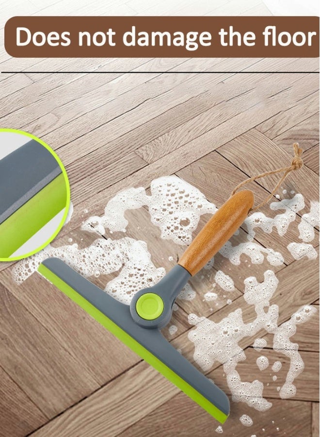 Generic 2 Pack Foldable Window Squeegee Cleaner Tool Multipurpose Wooden Handle Rubber Wiper Blades for Bathroom Cleaning  - Image 2