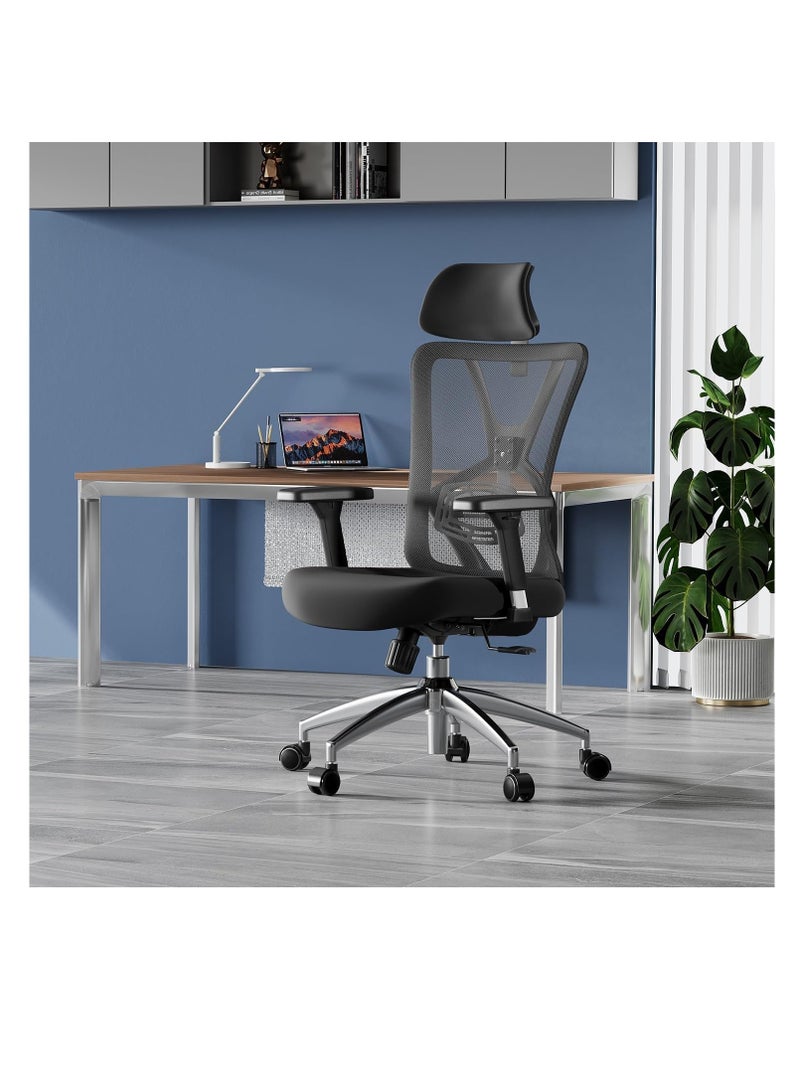 Cool Baby Ergonomic Office Chair – High Back Desk Chair with Adjustable Lumbar Support, 3D Metal Headrest and Armrests – 130° Computer Chair Mesh Rocking Chair, Black - Image 3