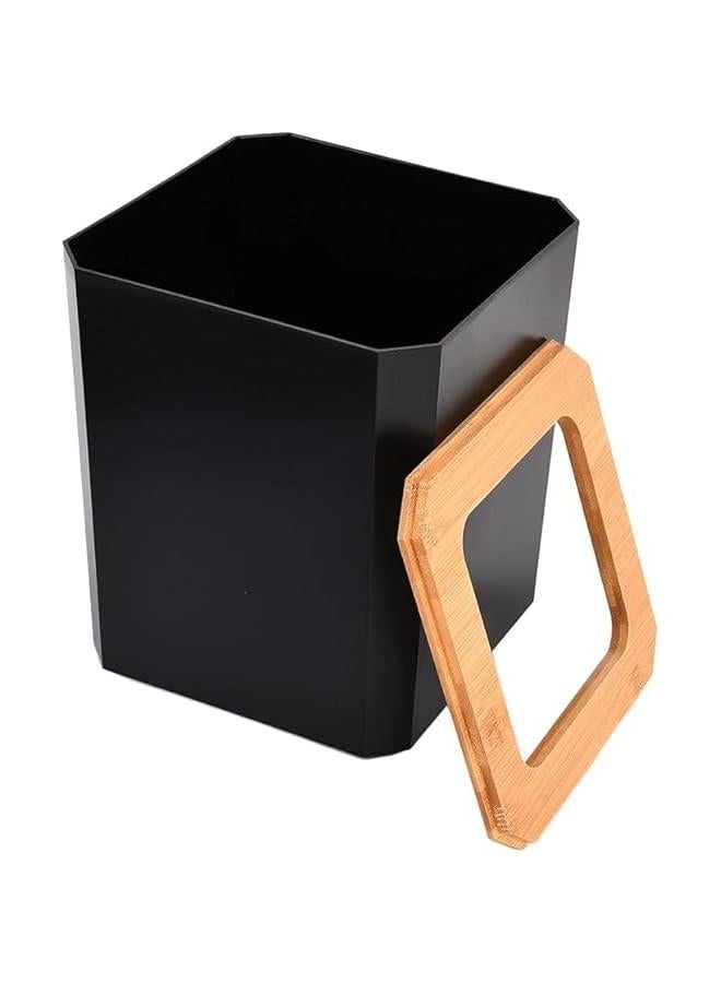 MIXDE 7Pcs Black Bathroom Accessories Set, Bamboo Bathroom Decor Set, Toothbrush Holder Set, Lotion Soap Dispenser Soap Box Trash Bin Kit - Image 4