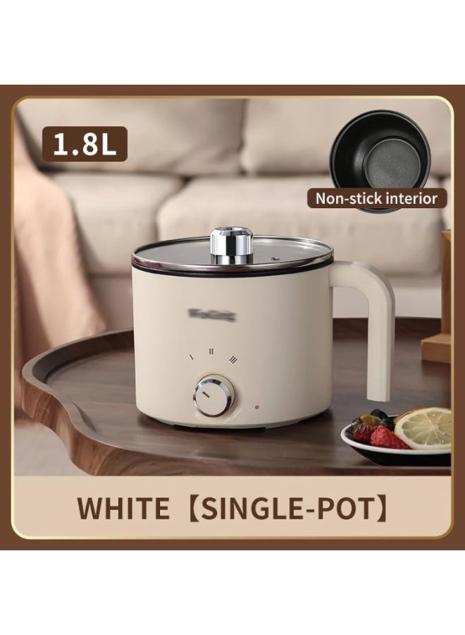 Arabest 1.8L Electric Hot Pot，Ramen Cooker, Dual power supply Mini Portable Multi-Functional Lazy Pot for Pasta, Noodles, Egg, Soup,Rice，Non-Stick Noodle Cooker with Boil Dry Protection for Dorm, Office (white) - Image 3