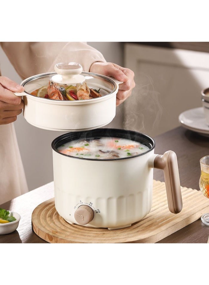 Arabest 1.8L Electric Hot Pot，Ramen Cooker, Dual power supply Mini Portable Multi-Functional Lazy Pot for Pasta, Noodles, Egg, Soup,Rice，Non-Stick Noodle Cooker with Boil Dry Protection for Dorm, Office (white) - Image 2
