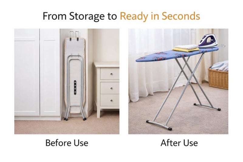Maanit Wooden Heavy Self Standing Ironing Board/Table 18 Inch | Foldable Portable Iron Board with Iron Stand | Strong Stable Base for Home Use - Image 4