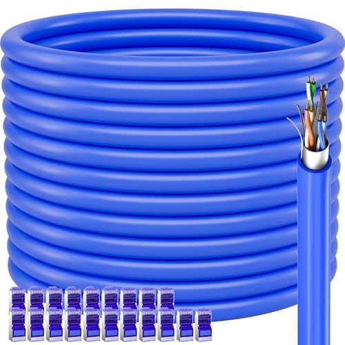 Soibke Cat 6 Shielded Ethernet Cable 328ft / 100M ( 20 RJ45 ), 23AWG Outdoor Ethernet Cable Cat 6 Bulk, FTP, Waterproof, Direct Burial, In-Ground, UV Resistant, Network, LAN, Internet, Cat6 Cable - 328 Feet - Image 1
