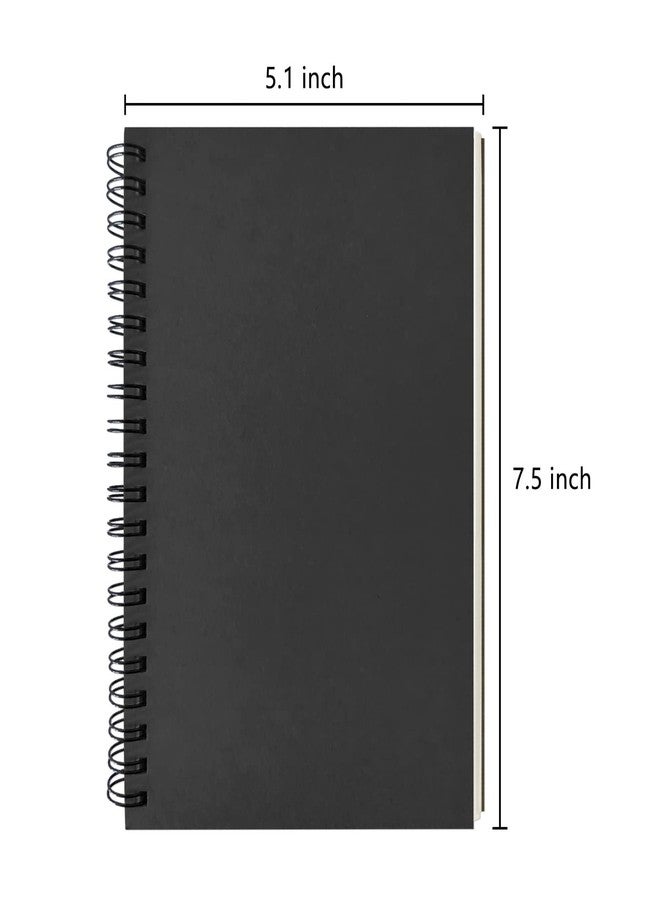 DSTELIN Blank Spiral Notebook, 3-Pack, Soft Cover, Sketch book, 100 Pages / 50 Sheets, 7.5 inch x 5.1 inch, 100GSM, (Black) - Image 2