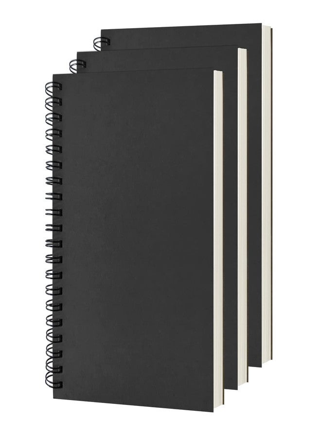 DSTELIN Blank Spiral Notebook, 3-Pack, Soft Cover, Sketch book, 100 Pages / 50 Sheets, 7.5 inch x 5.1 inch, 100GSM, (Black) - Image 1