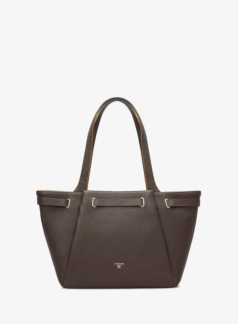 Da Milano Chocolate Large Wax Leather Tote - Chocolate for Women | Best Price UAE