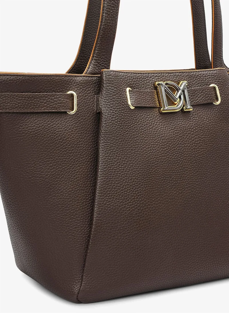 Da Milano Chocolate Large Wax Leather Tote - Chocolate for Women | Best Price UAE