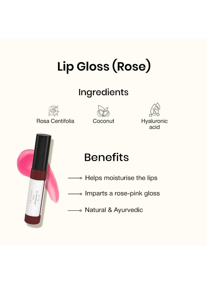Sadhev Ayurvedic Rose Lip Gloss With Hyaluronic Acid & Rose | Soft Pink Glossy Shine | Hydrates, Plumps & Nourishes (5 ml) - Image 2