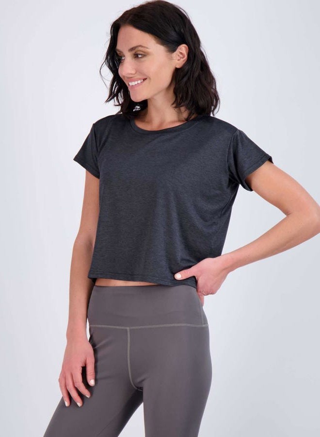 REALESSENTIALS 5 Pack: Womens Crop Top High Waist Quick Dry Fit Active Wear Yoga Workout Athletic Running Gym Exercise Ladies Short Sleeve Crew Neck Moisture Wicking Tees T-Shirt Summer - Set 6, M - Image 2
