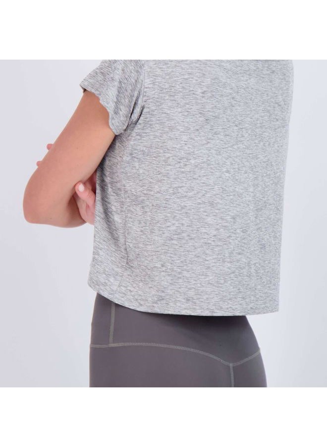 REALESSENTIALS 5 Pack: Womens Crop Top High Waist Quick Dry Fit Active Wear Yoga Workout Athletic Running Gym Exercise Ladies Short Sleeve Crew Neck Moisture Wicking Tees T-Shirt Summer - Set 6, M - Image 3