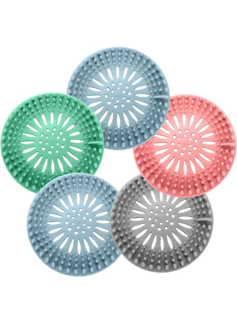 ChicAbode 5 Pack Drain Hair Catcher Durable Silicone Hair Stopper Shower Drain Covers Easy to Install and Clean Shower Drain Hair Trap Suit for Bathroom Bathtub Tub and Kitchen - Image 1
