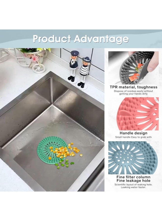 ChicAbode 5 Pack Drain Hair Catcher Durable Silicone Hair Stopper Shower Drain Covers Easy to Install and Clean Shower Drain Hair Trap Suit for Bathroom Bathtub Tub and Kitchen - Image 3