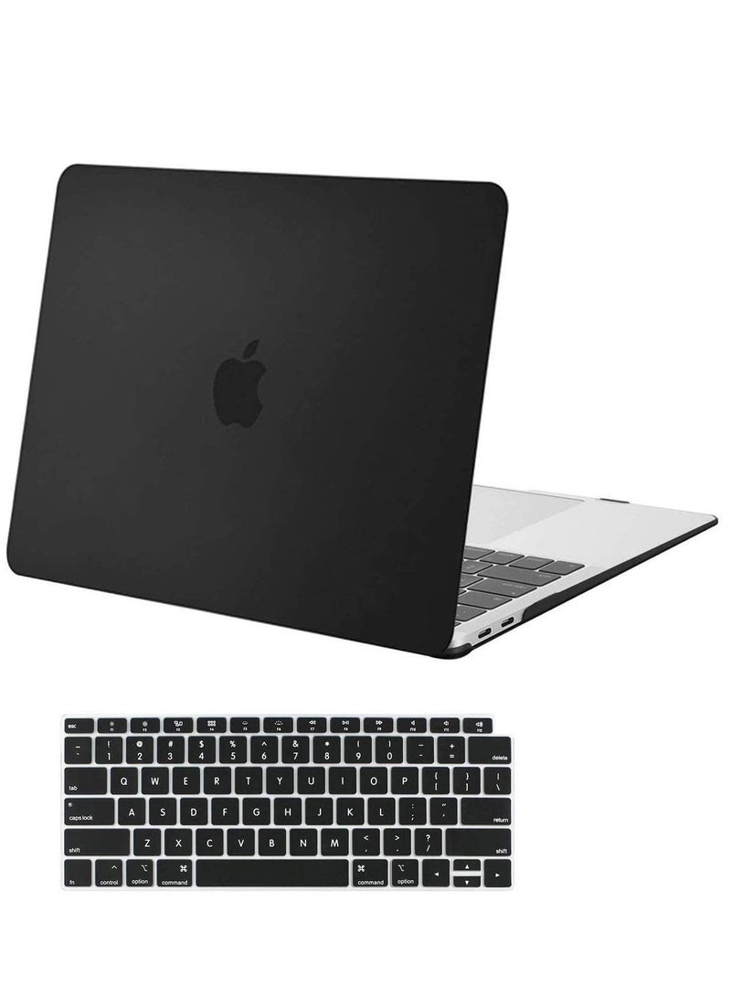MacBook Air 13-inch Case 2022 2021 2020 2019 2018 Release A2337 M1 A2179 A1932 Retina Display Plastic Hard Shell Case With Keyboard Cover Skin Black - Image 1