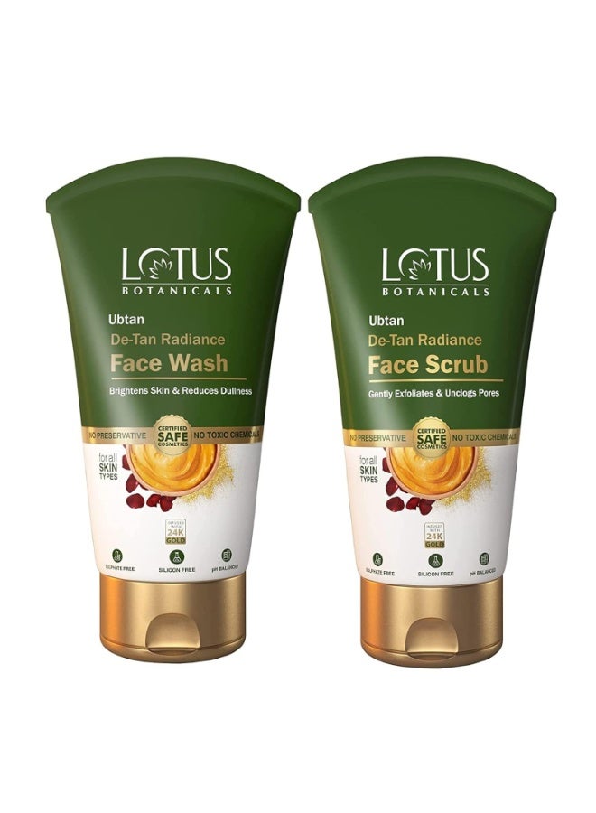 لوتس بوتنيكال غسول الوجه "لوتس بوتانيكالز" (Lotus Botanicals) بتركيبة "أوبتان" (Ubtan) لإزالة التسمير وتعزيز الإشراق (100 مل) مع مقشر الوجه بتركيبة "أوبتان" لإزالة التسمير وتعزيز الإشراق (100 مل) - عبوة ثنائية - Image 1