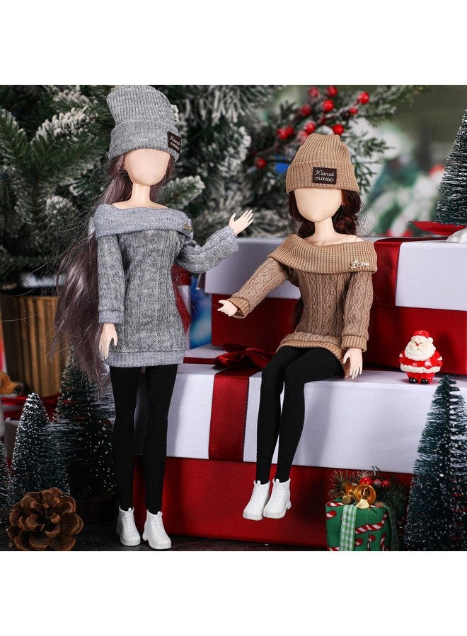 Geyoga 3 Set 12 Pcs Winter Christmas Doll Clothes And Accessories 12 Inch Doll Suit Doll Pants Shoes Sweater Outfits, Dolls Are Not Included(Gray, Brown, Cream White) - Image 4