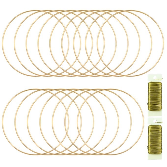 16 PACK FORAL HOOP 12 INCHES METAL RINGS FOR CRAFTS MACRAME RINGS HOOP WREATH DREAM CATCHER RINGS DIY WREATH CANDLE RINGS WREATHS CRAFT HOOPS GOLD