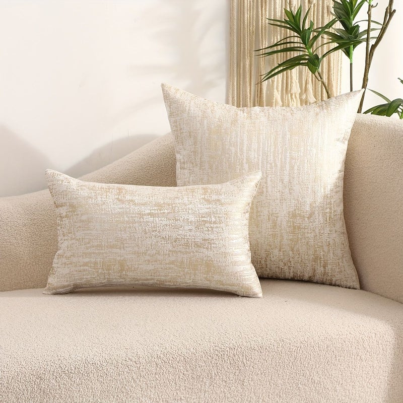 2Pcs Satin Jacquard Pillowcases Round 12x20 Inch Wavy Stripes - Image 5