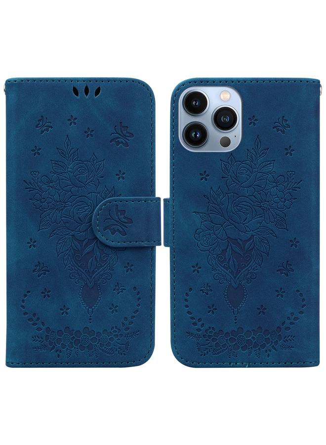 S-TOP Case For iPhone 13 Pro Max Butterfly Rose Embossed Leather Phone Case - Image 1