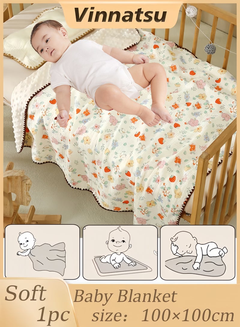 Vinnatsu Baby Towels, Newborn Bathrobe, Newborn Towel Set , Soft and Super Absorbent Towel for Babies and Children 0-3 Years 3D Strawberry Flower Soft Baby Comfortable  Blanket, Lightweight, and Foldable - Image 1