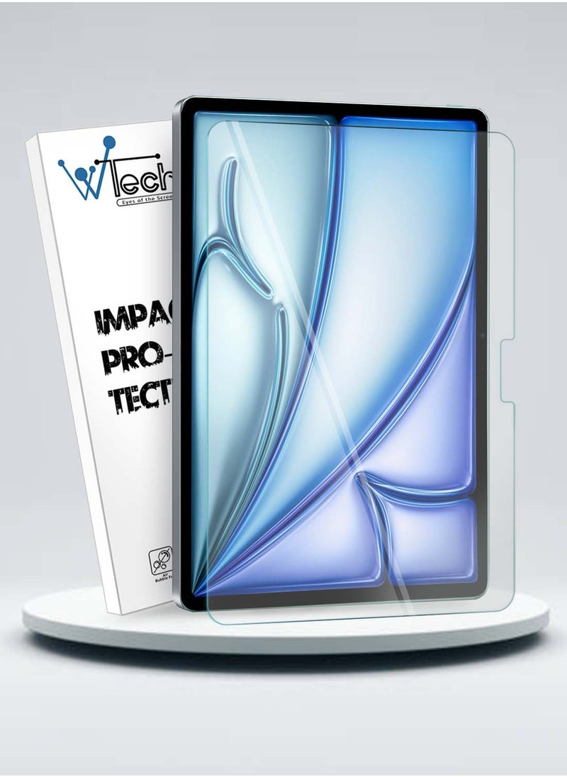 Wtech - Apple iPad Air 6 5G 2024 11 Inch Premium Series Curved Edges Full Cover Tempered Glass Screen Protector (TSGPCN) - Clear - Image 1
