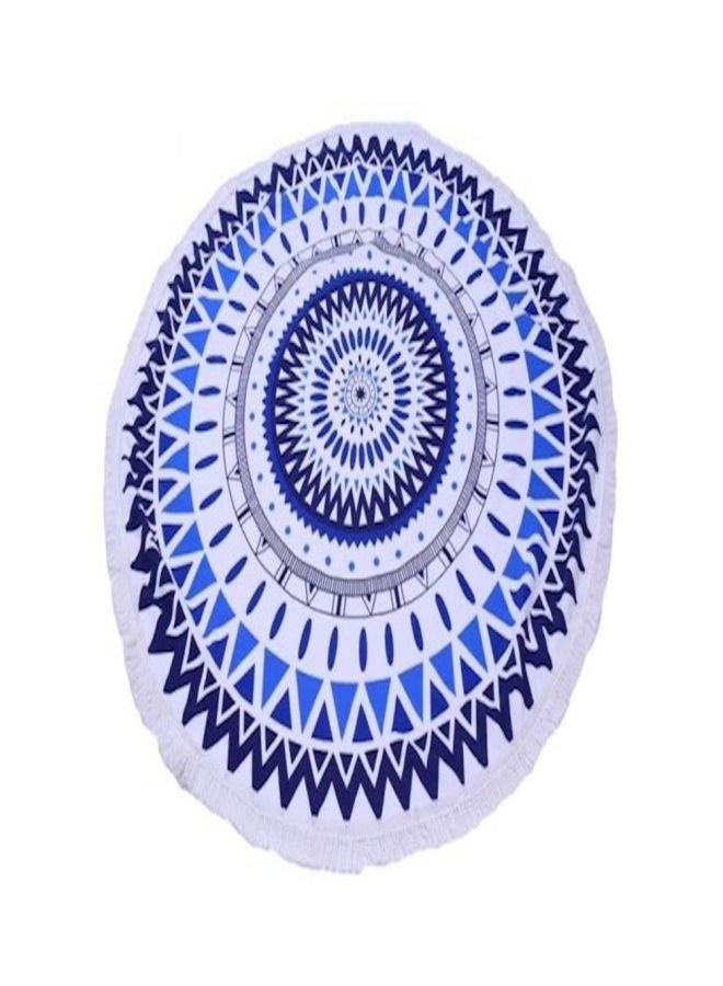 NIBEMINENT Mandala Printed Beach Towel White/Blue/Grey - Image 1