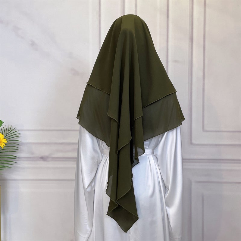 Casual Style Plain Double-Layer Chiffon Headscarf - Image 3