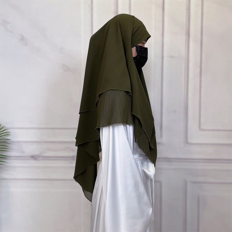 Casual Style Plain Double-Layer Chiffon Headscarf - Image 2