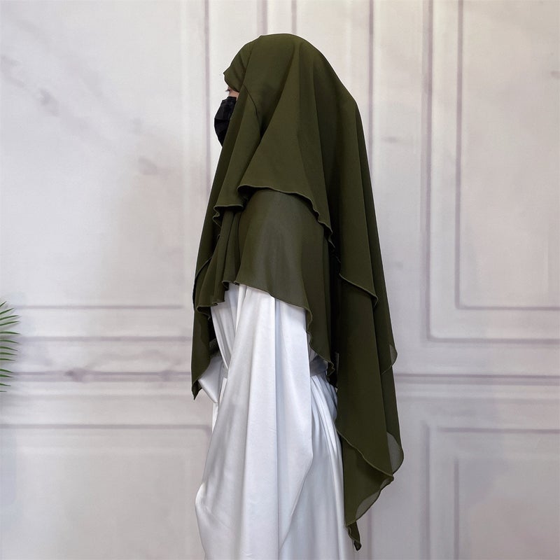 Casual Style Plain Double-Layer Chiffon Headscarf - Image 5
