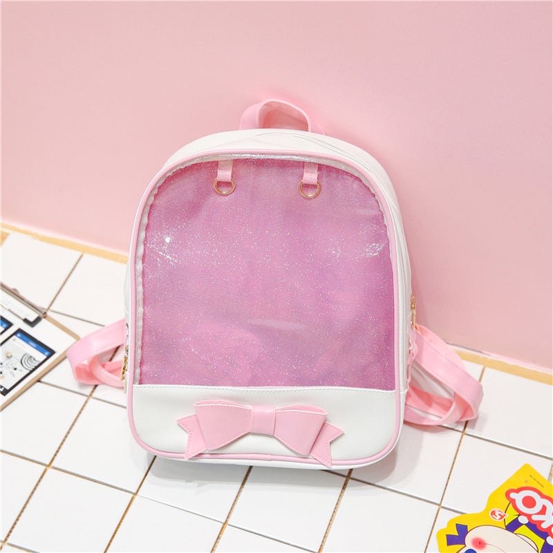 2024 Korean Style Fashion Butterfly Bow Womens Backpack Pink 