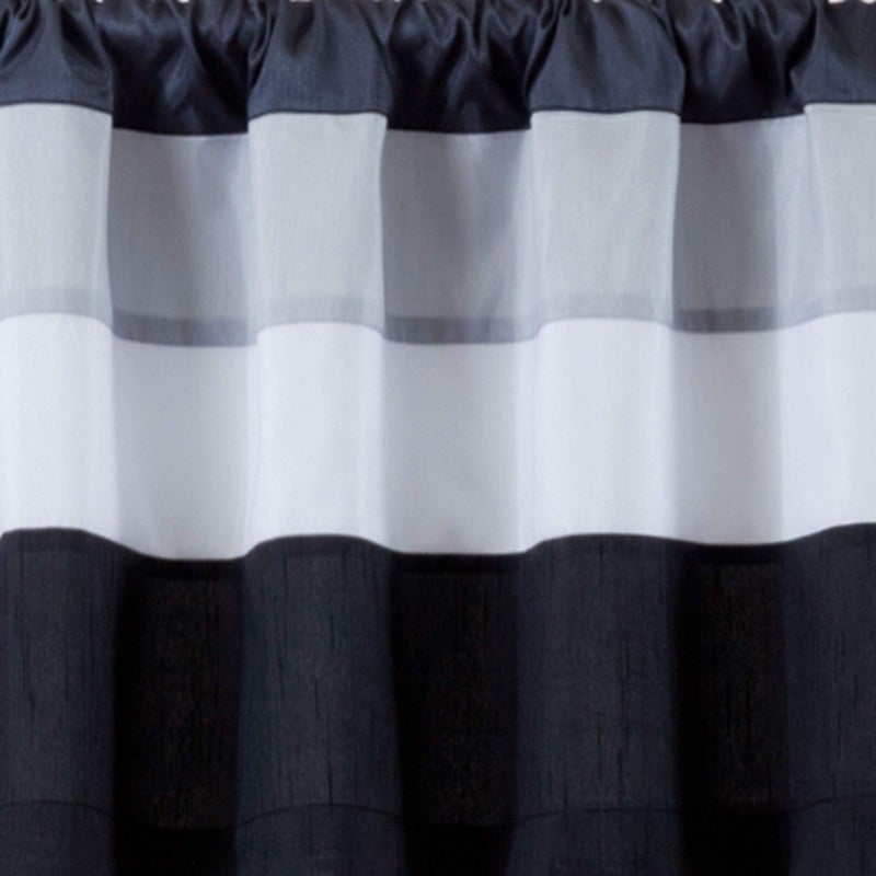 Lush Decor Iman Valance Curtain Single 18" W x 84" L White & Black - Black Valance Curtains - Kitchen Valances for Windows - Bathroom Curtains - Image 3